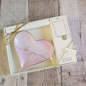 "Be You" 2pc Charm Necklace Heart & Trinket Tray Set